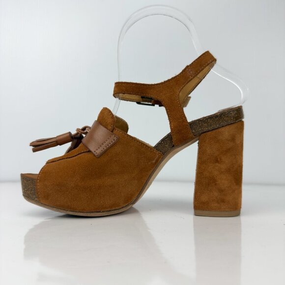 FRED DE LA BRETONNIÈRE Boho 70’s Tan Suede Tassel Platform Sandals sz 36 - Picture 3 of 15